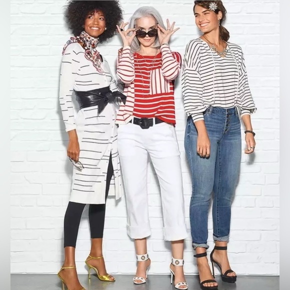 Cabi Style #5638 Dashes Sweater Long Duster Ribbed Size M EUC Item# AM - Picture 2 of 10